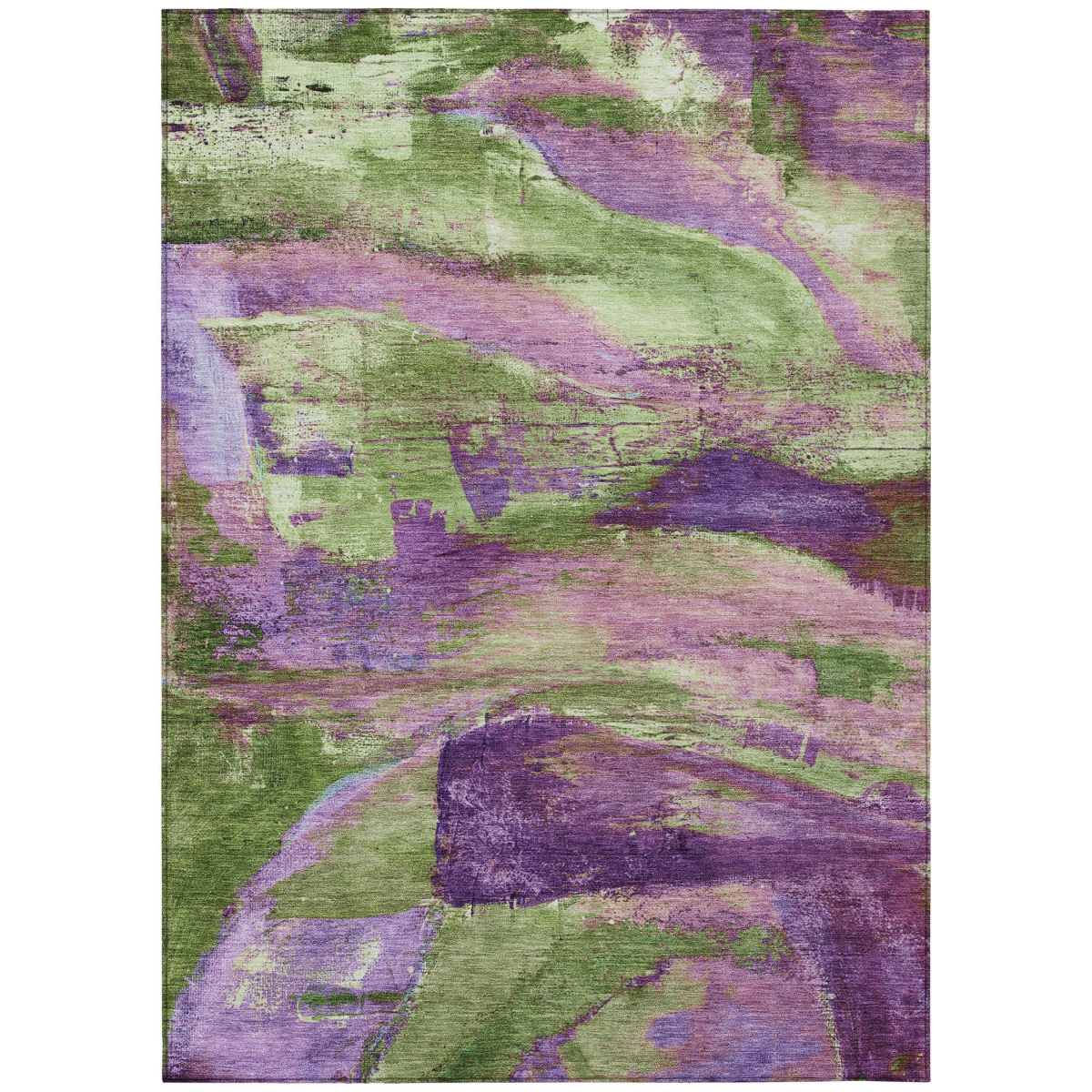 629976 8 x 10 ft. Purple Plum & Green Abstract Washable Transitional Indoor & Outdoor Rectangle Area Rug