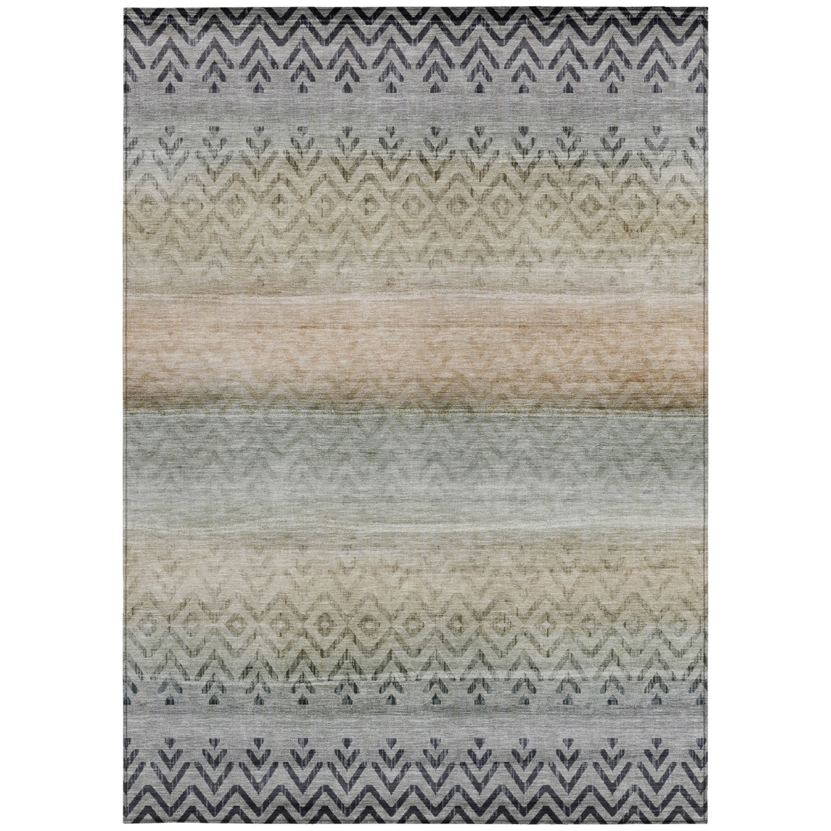 630045 3 x 5 ft. Gray & Copper Geometric Washable Transitional Indoor & Outdoor Rectangle Area Rug