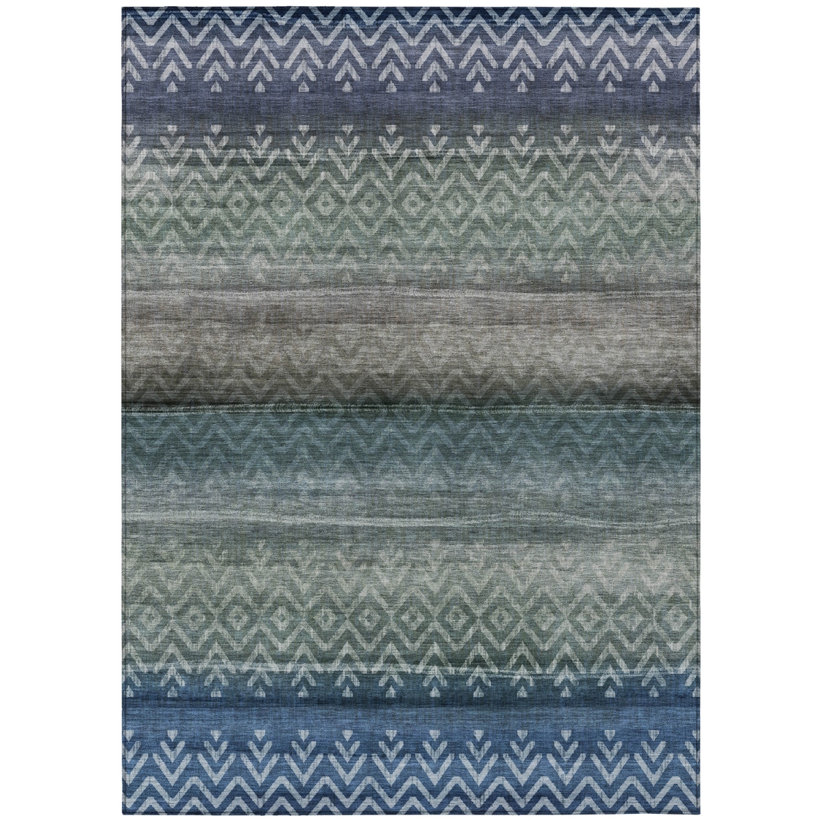 630036 8 x 10 ft. Blue & Gray Geometric Washable Transitional Indoor & Outdoor Rectangle Area Rug