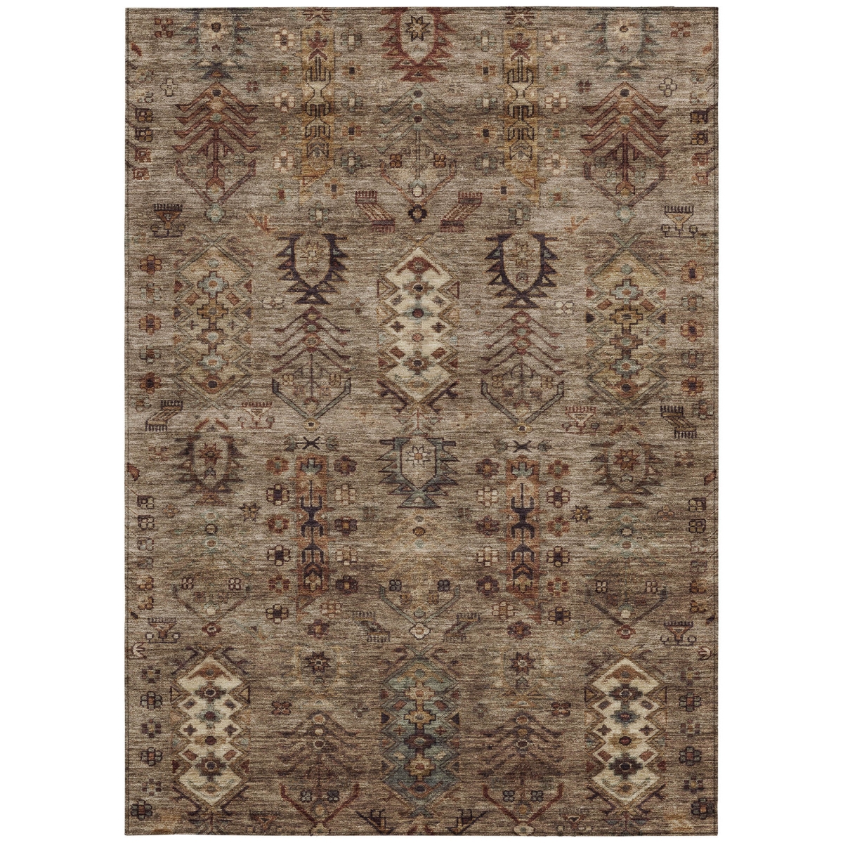 630151 9 x 12 ft. Brown & Copper Tribal Washable Traditional Indoor & Outdoor Rectangle Area Rug