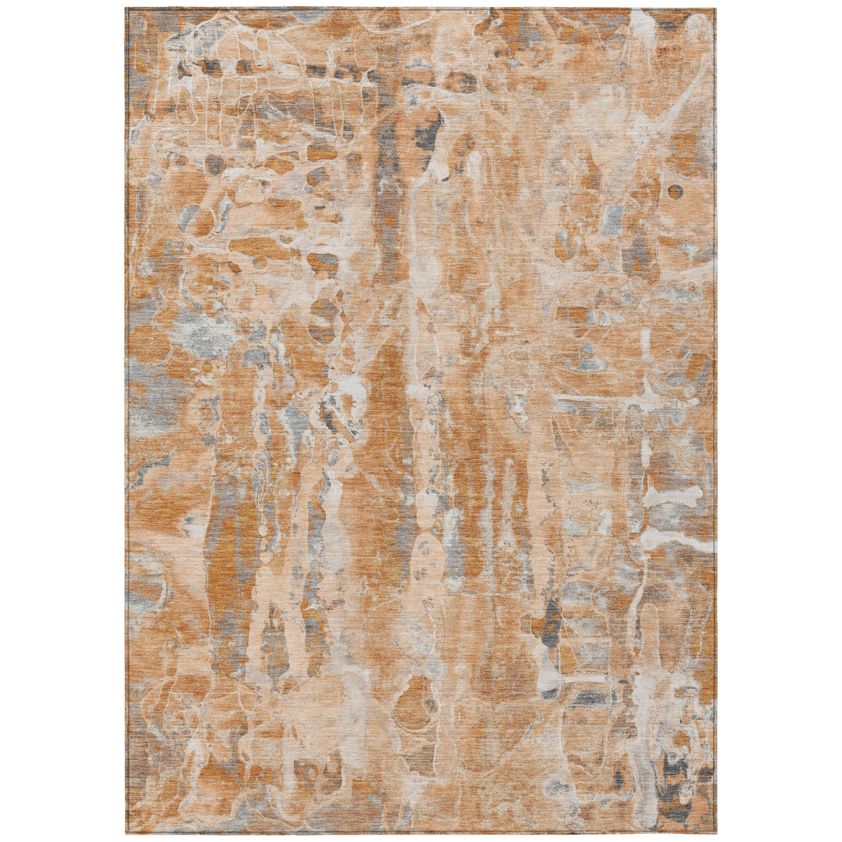 632134 8 x 10 ft. Orange & Gray Abstract Washable Transitional Indoor & Outdoor Rectangle Area Rug
