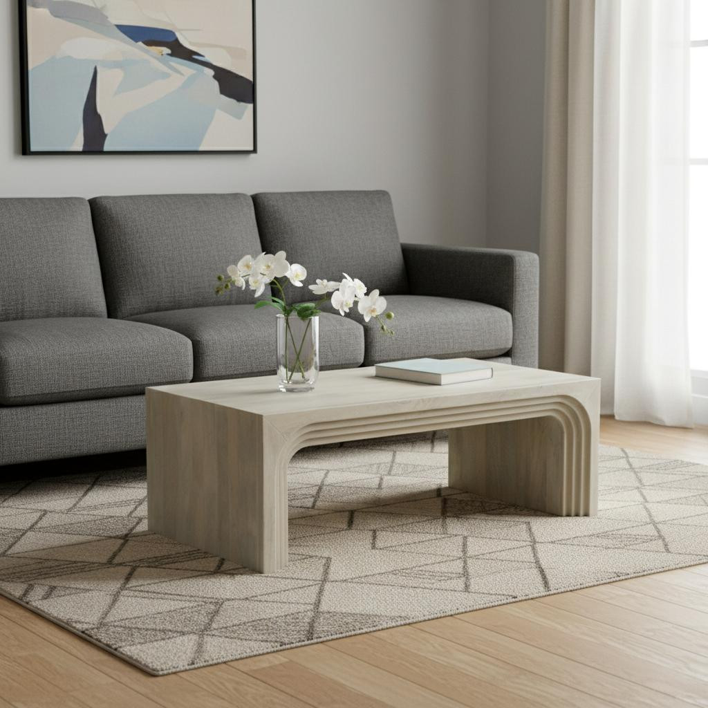 636244 18 x 51 x 28 in. White Solid Wood Double Pedestal Coffee Table