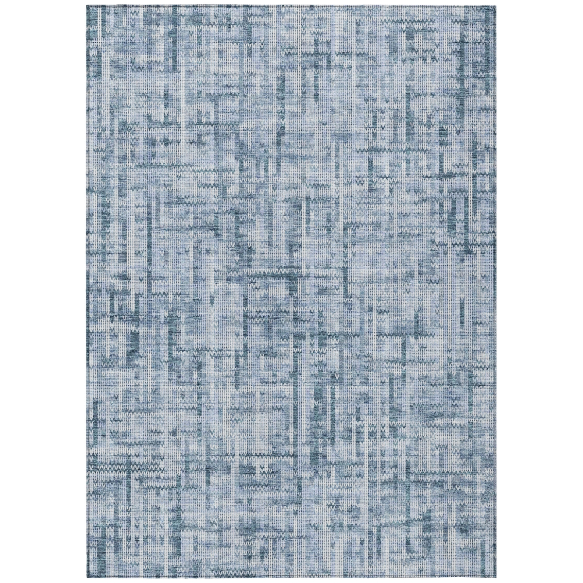 636544 10 x 14 ft. Blue & Ivory Striped Washable Transitional Indoor & Outdoor Rectangle Area Rug