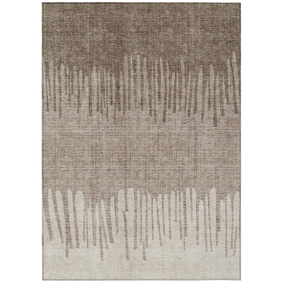 636718 9 x 12 ft. Brown & Beige Striped Washable Transitional Indoor & Outdoor Rectangle Area Rug