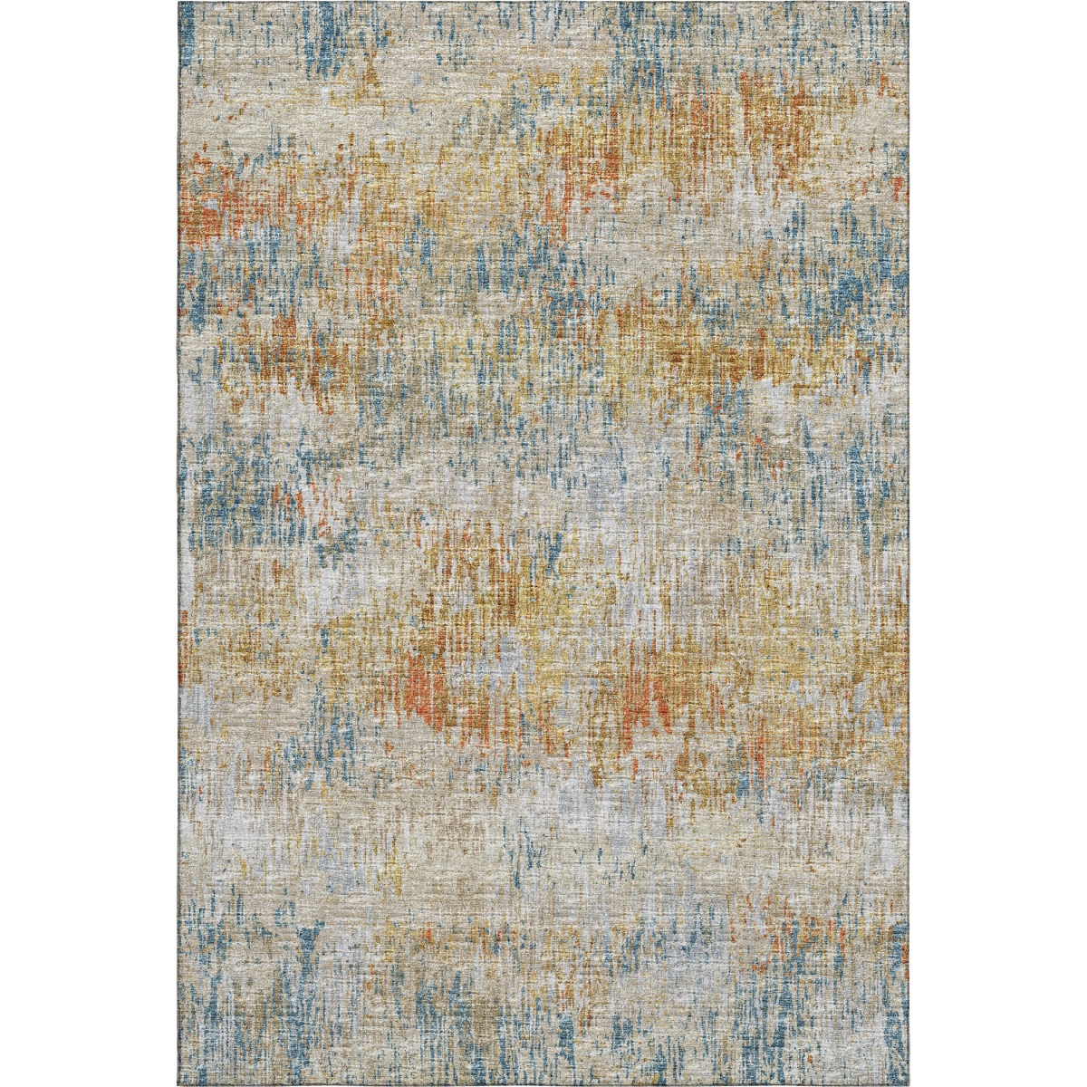 643575 9 x 12 ft. Gold Beige & Orange Abstract Washable Transitional Indoor & Outdoor Rectangle Area Rug