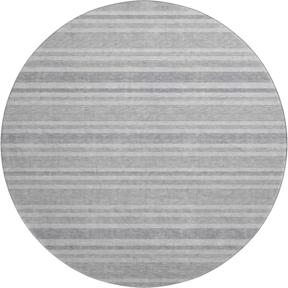 647869 8 ft. Silver & Gray Striped Transitional Washable Round Area Rug with UV Protection
