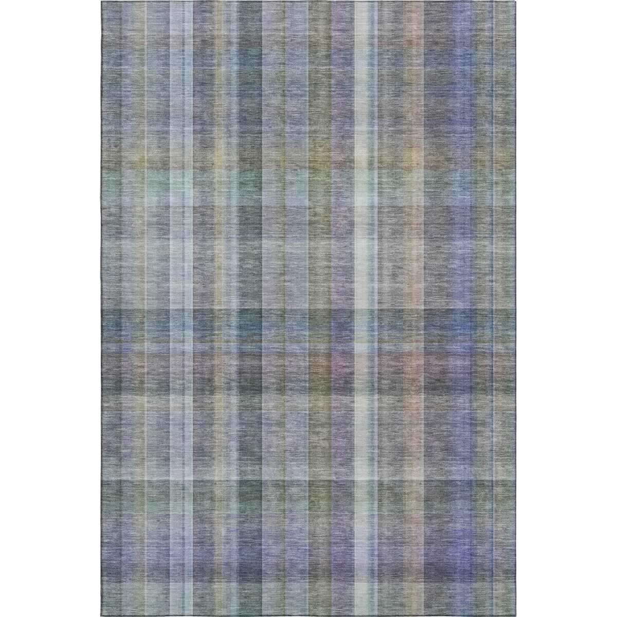 648018 5 x 8 ft. Green & Purple Plaid Washable Machine Made Rectangle Area Rug with UV Protection