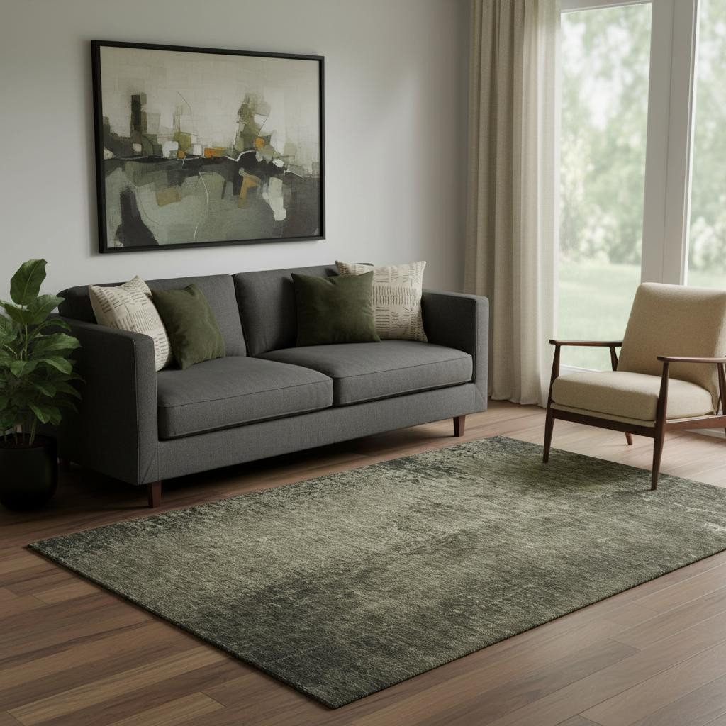 648804 5 x 8 ft. Gray & Silver Abstract Transitional Washable Machine Made Rectangle Area Rug with UV Protection