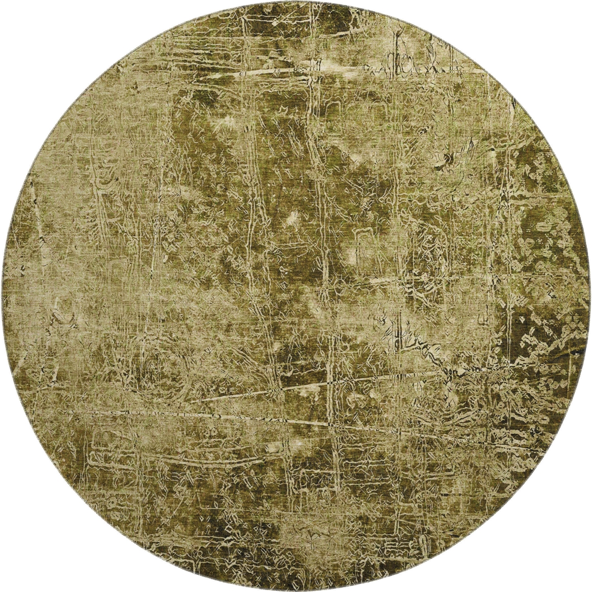 649015 8 ft. Brown & Ivory Abstract Transitional Washable Round Area Rug with UV Protection