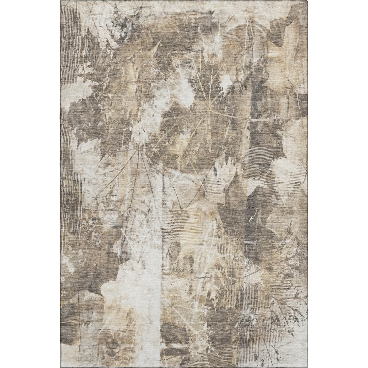 649064 8 x 10 ft. Beige & Ivory Floral Transitional Washable Machine Made Rectangle Area Rug with UV Protection
