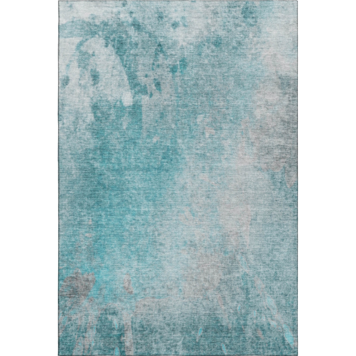 649413 9 x 12 ft. Teal & Gray Abstract Transitional Washable Machine Made Rectangle Area Rug with UV Protection