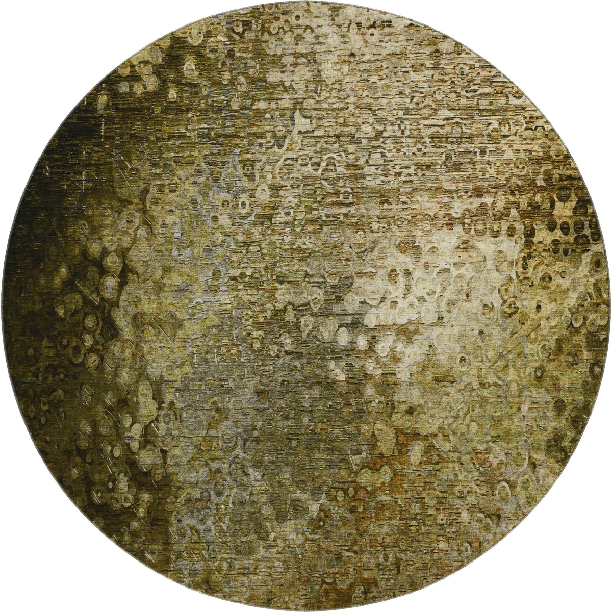 649537 8 ft. Brown & Ivory Abstract Transitional Washable Round Area Rug with UV Protection