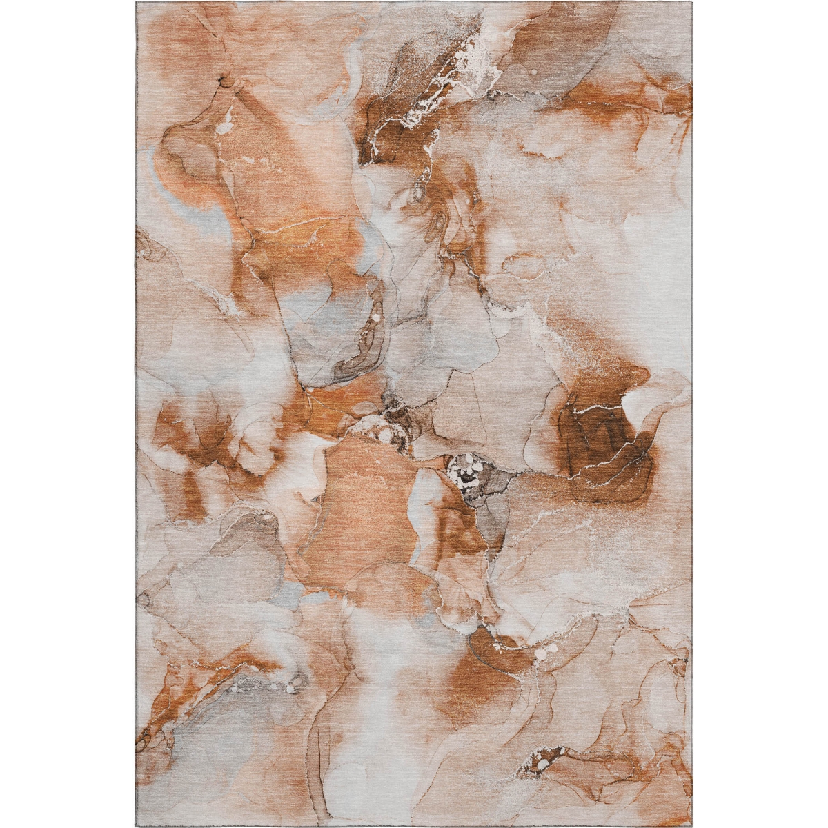 647475 9 x 12 ft. Rust & Ivory Abstract Transitional Washable Machine Made Rectangle Area Rug with UV Protection