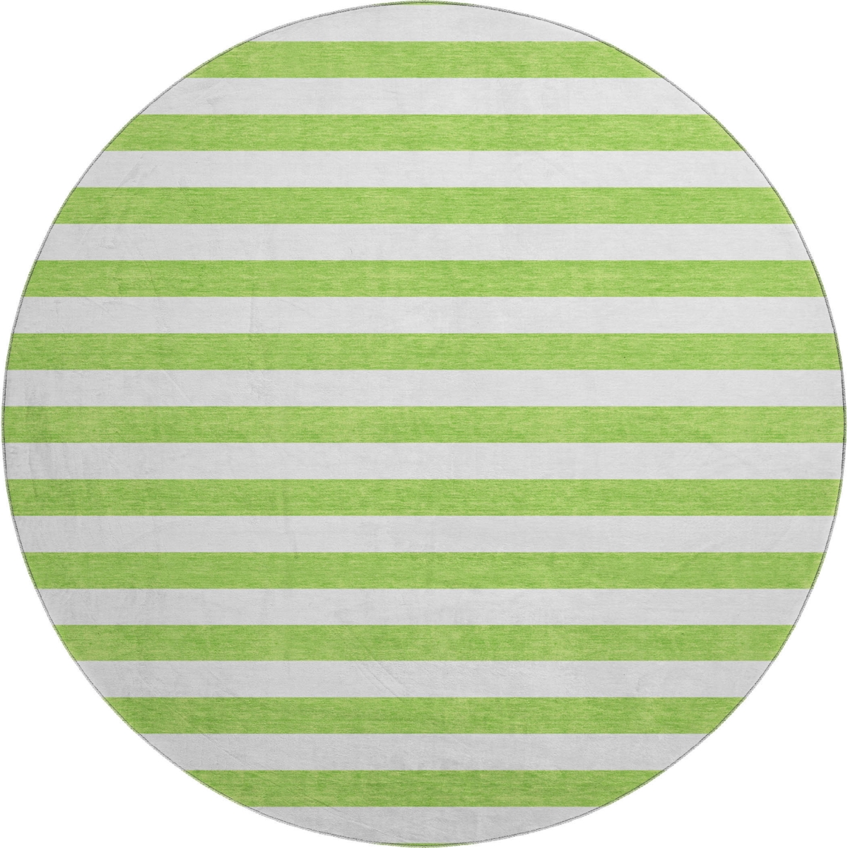 647605 8 ft. Lime Green & Ivory Striped Transitional Washable Round Area Rug with UV Protection