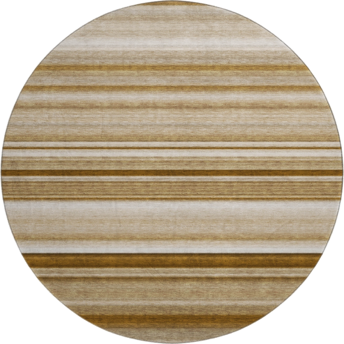 647701 8 ft. Chocolate & Ivory Striped Transitional Washable Round Area Rug with UV Protection
