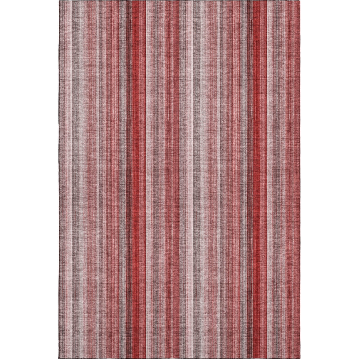 648410 8 x 10 ft. Red & Ivory Striped Transitional Washable Machine Made Rectangle Area Rug with UV Protection