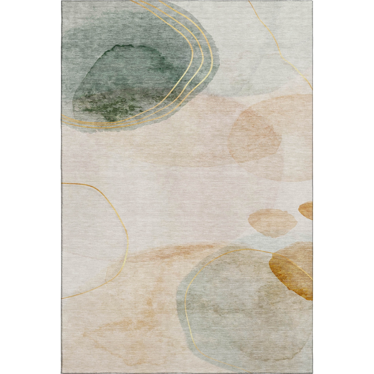 648446 8 x 10 ft. Beige, Copper & Taupe Abstract Washable Machine Made Rectangle Area Rug with UV Protection