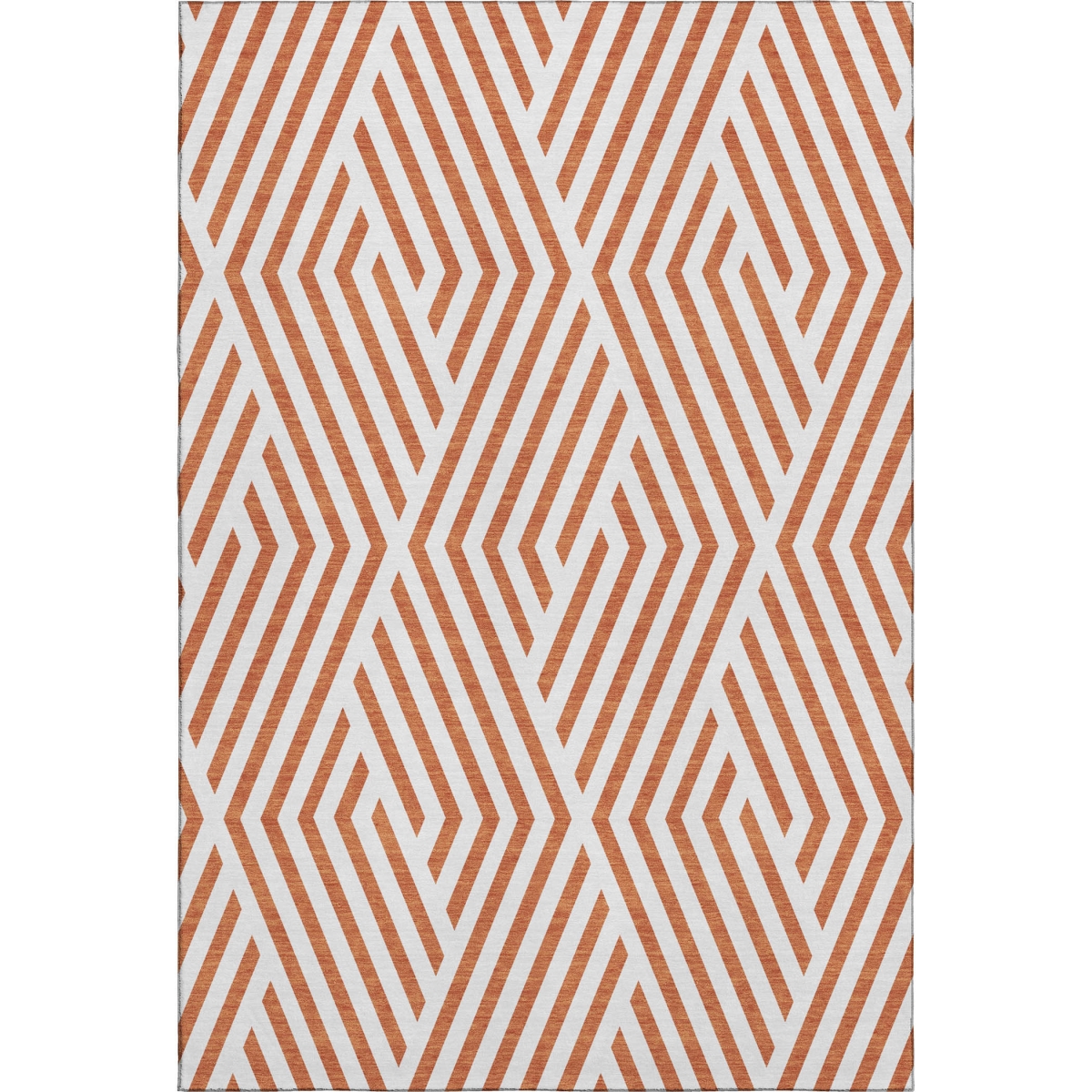 648578 8 x 10 ft. Rust & Ivory Geometric Transitional Washable Machine Made Rectangle Area Rug with UV Protection