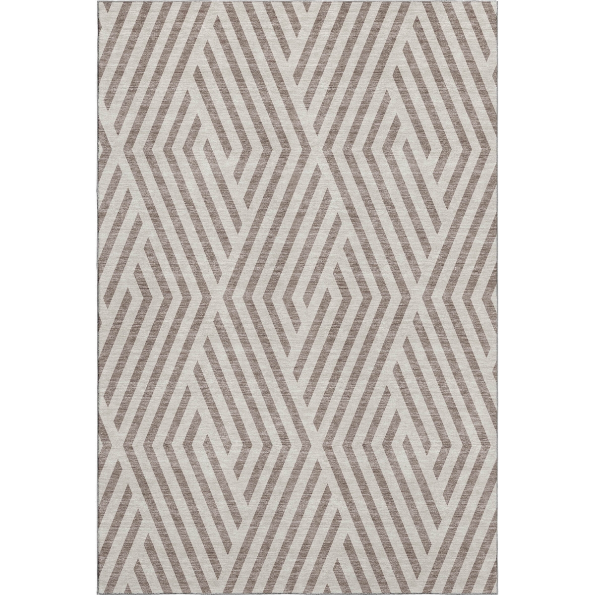 648593 3 x 5 ft. Taupe & Ivory Geometric Transitional Washable Machine Made Rectangle Area Rug with UV Protection