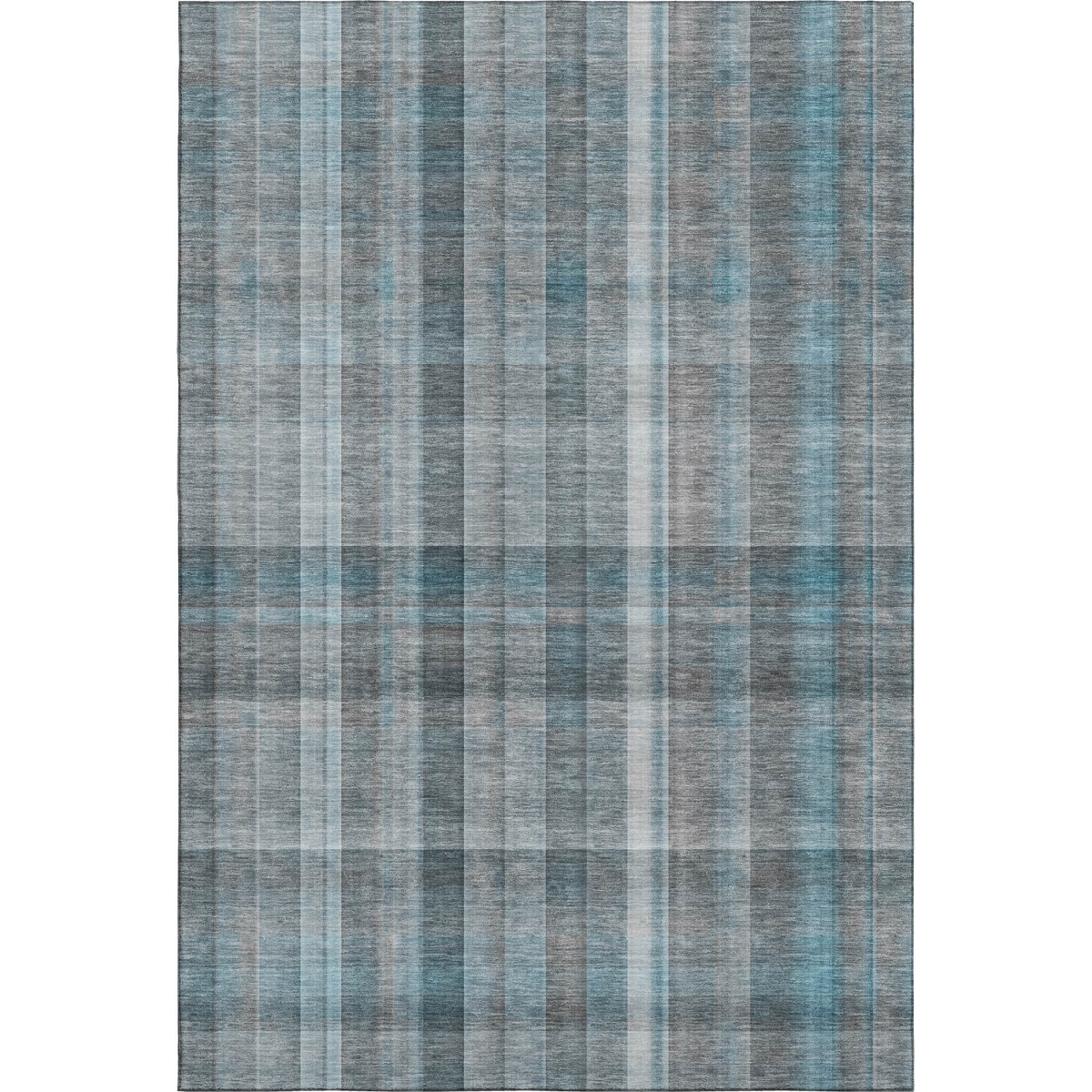 648030 5 x 8 ft. Teal & Ivory Plaid Transitional Washable Machine Made Rectangle Area Rug with UV Protection