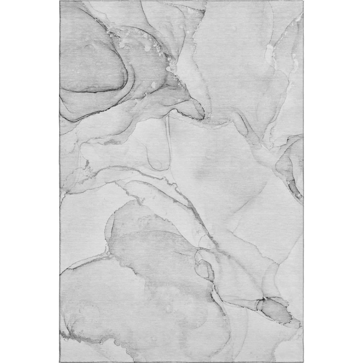 647396 8 x 10 ft. Silver & Gray Abstract Transitional Washable Machine Made Rectangle Area Rug with UV Protection