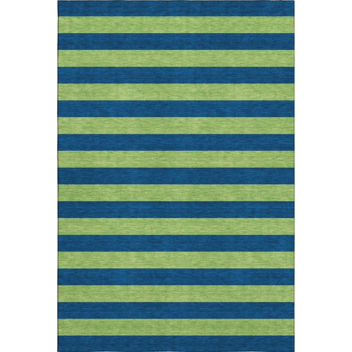 647756 8 x 10 ft. Navy Blue & Green Striped Washable Machine Made Rectangle Area Rug with UV Protection