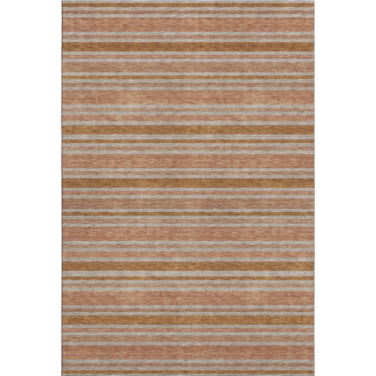 647853 9 x 12 ft. Rust & Beige Striped Transitional Washable Machine Made Rectangle Area Rug with UV Protection