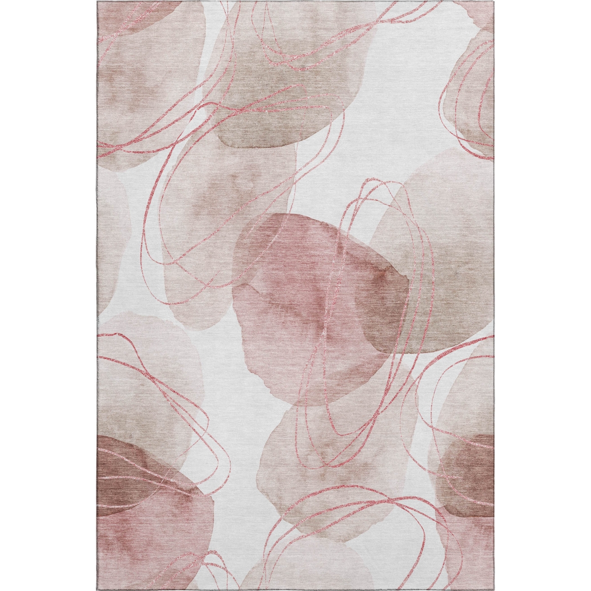 648434 8 x 10 ft. Merlot & Ivory Abstract Contemporary Washable Machine Made Rectangle Area Rug with UV Protection