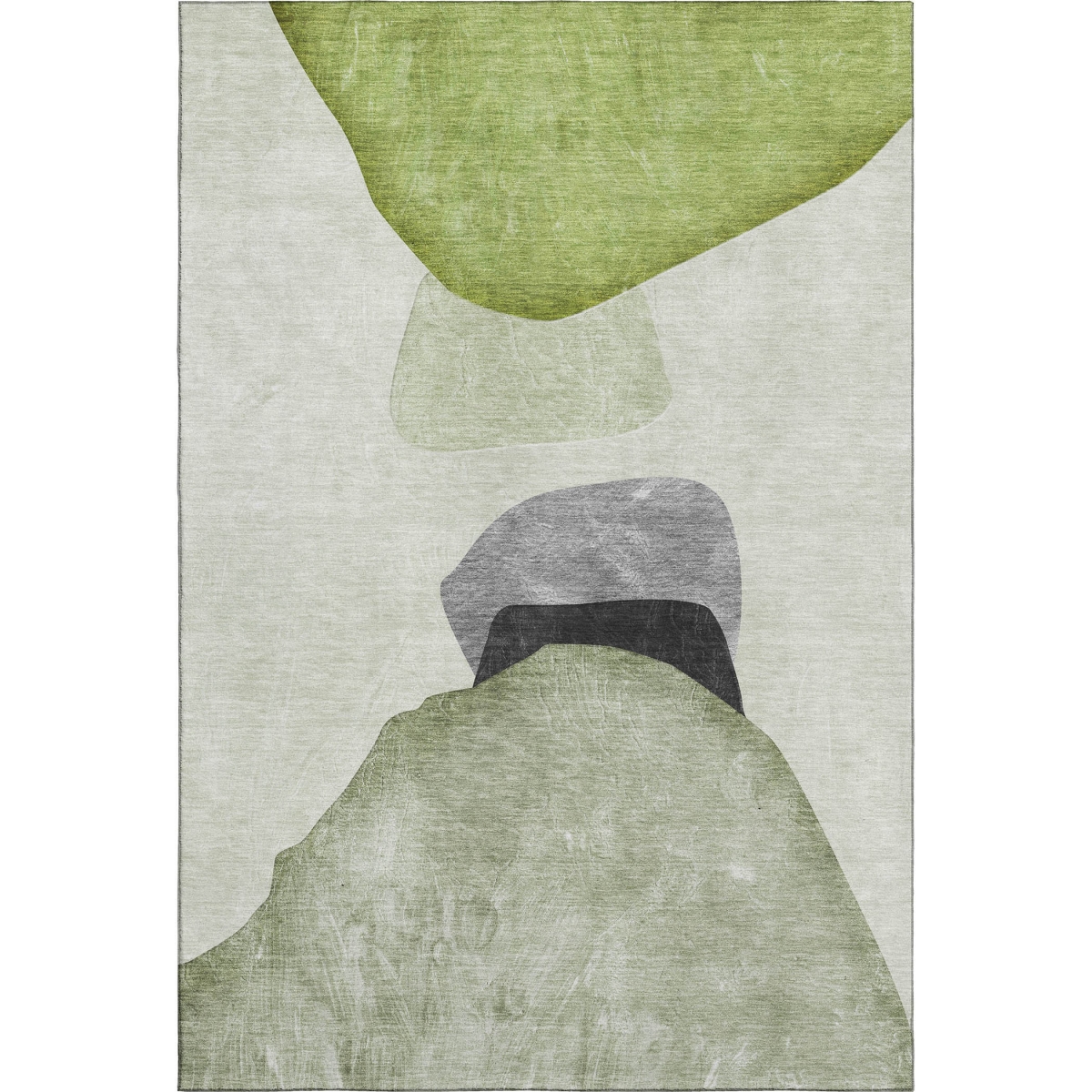 648483 9 x 12 ft. Green & Gray Abstract Transitional Washable Machine Made Rectangle Area Rug with UV Protection