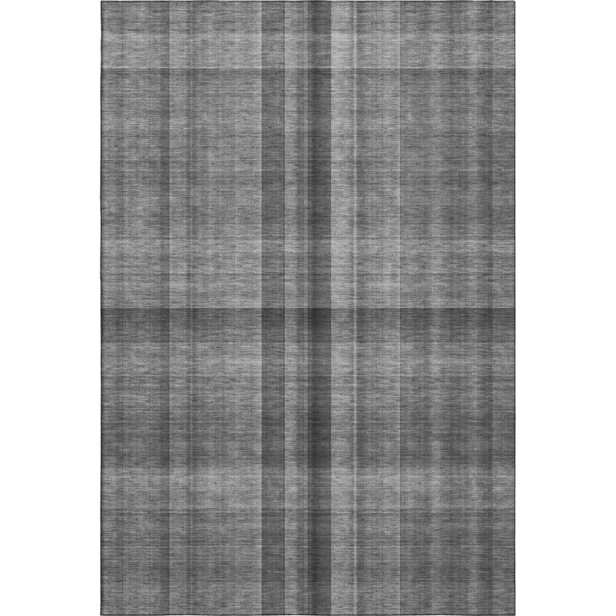 648500 8 x 10 ft. Gray & Ivory Plaid Transitional Washable Machine Made Rectangle Area Rug with UV Protection