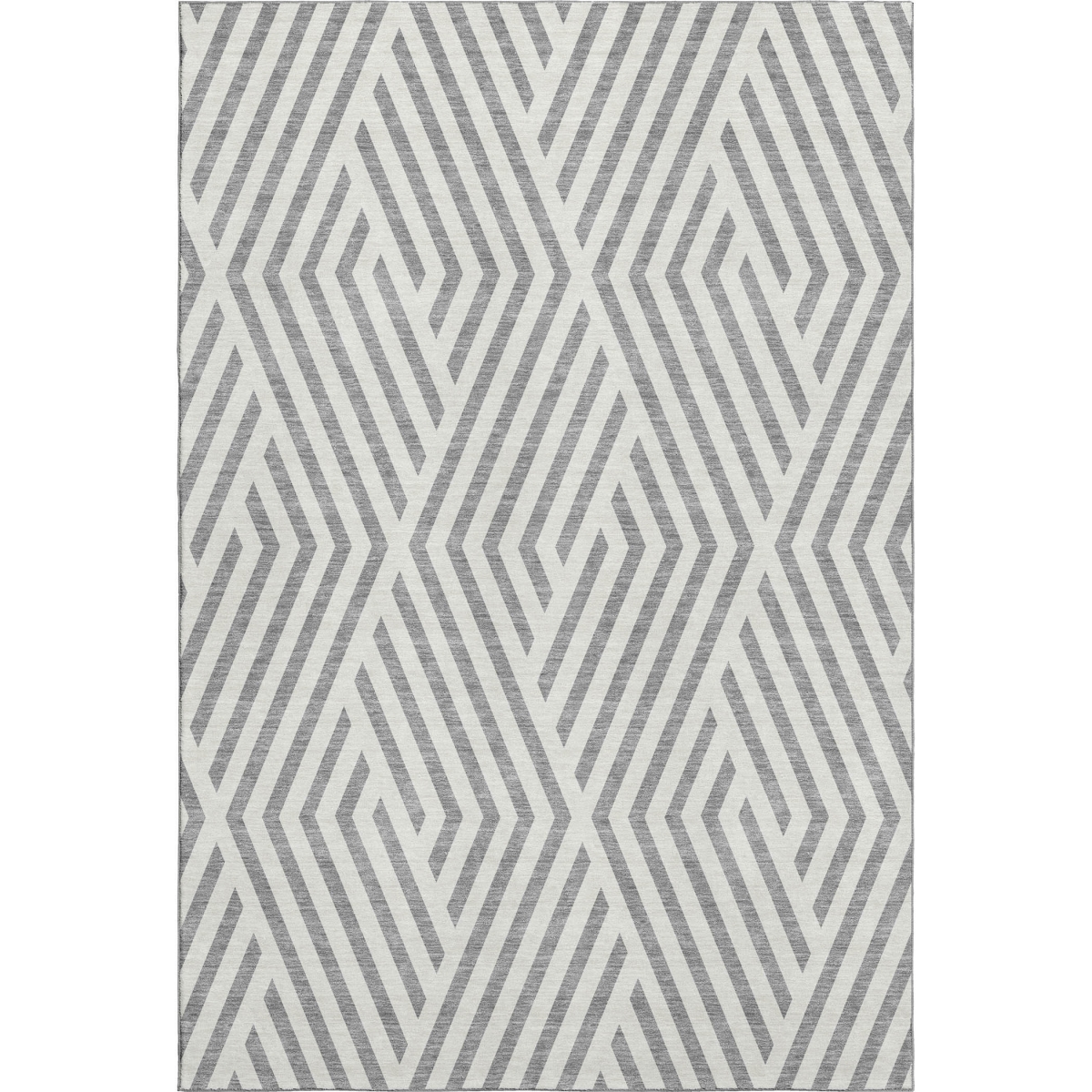 648543 9 x 12 ft. Gray & Ivory Geometric Transitional Washable Machine Made Rectangle Area Rug with UV Protection