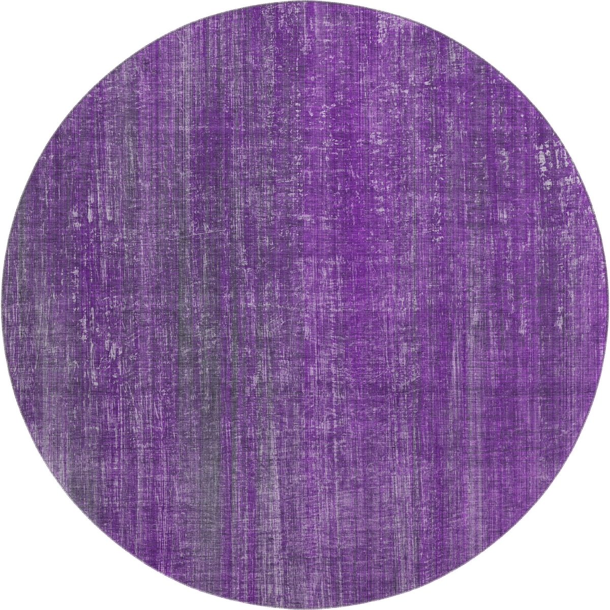 648757 8 ft. Purple & Ivory Striped Transitional Washable Round Area Rug with UV Protection