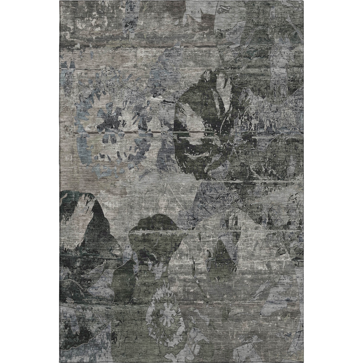648848 8 x 10 ft. Gray & Taupe Abstract Washable Machine Made Rectangle Area Rug with UV Protection