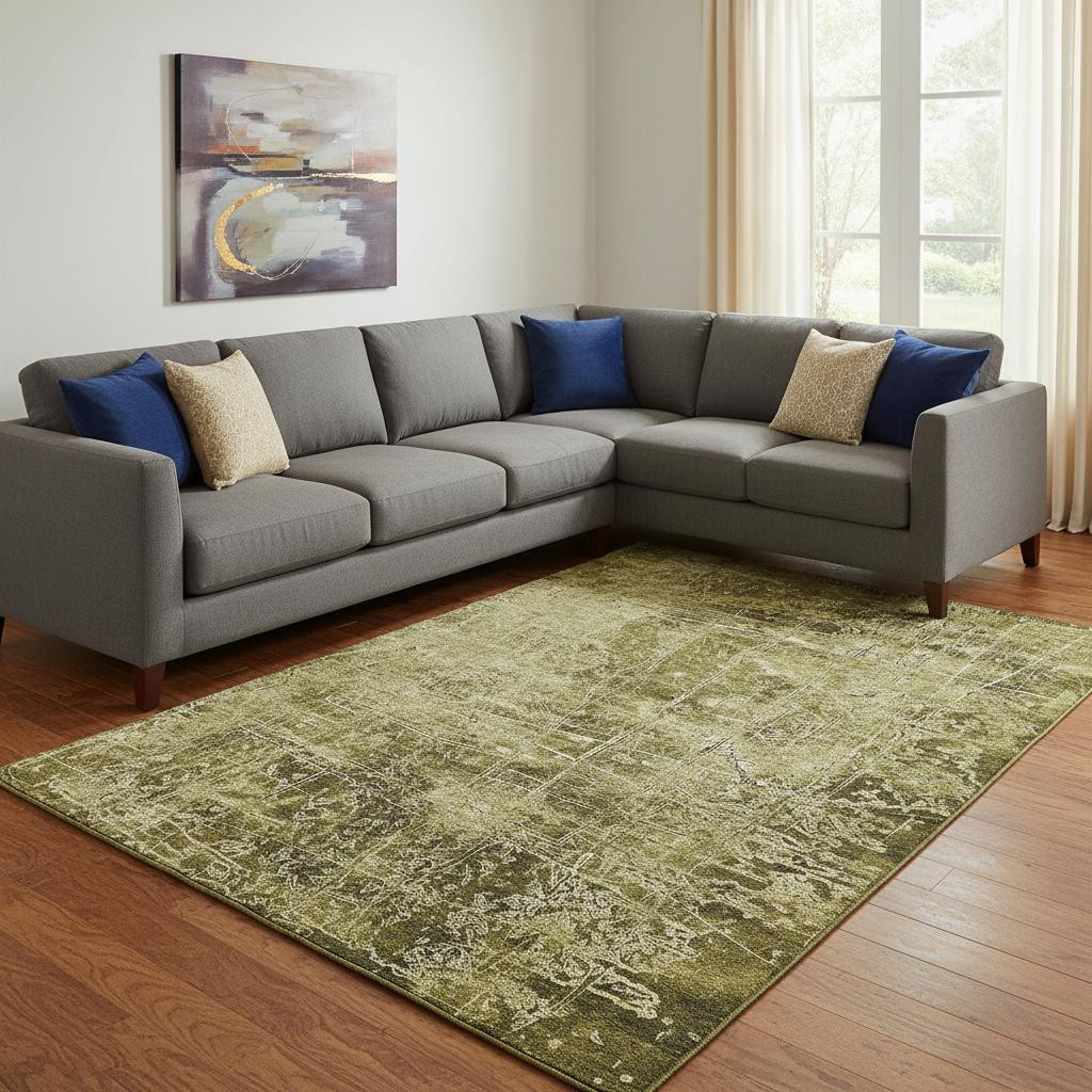 649018 10 x 14 ft. Brown & Ivory Abstract Transitional Washable Machine Made Rectangle Area Rug with UV Protection
