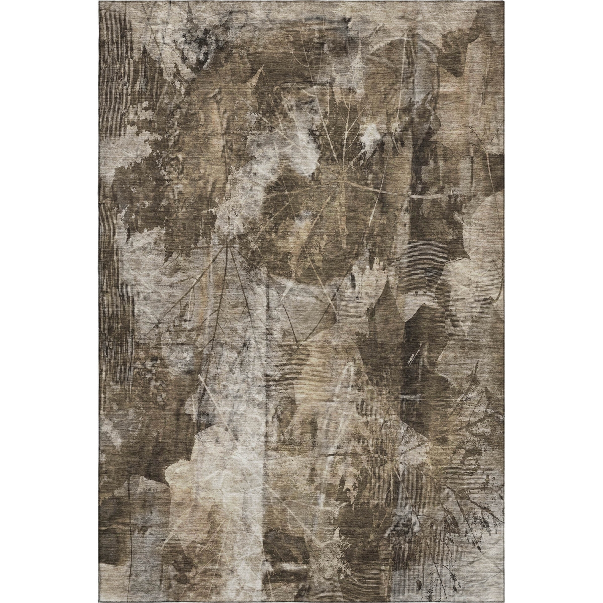 649088 8 x 10 ft. Taupe & Ivory Floral Transitional Washable Machine Made Rectangle Area Rug with UV Protection