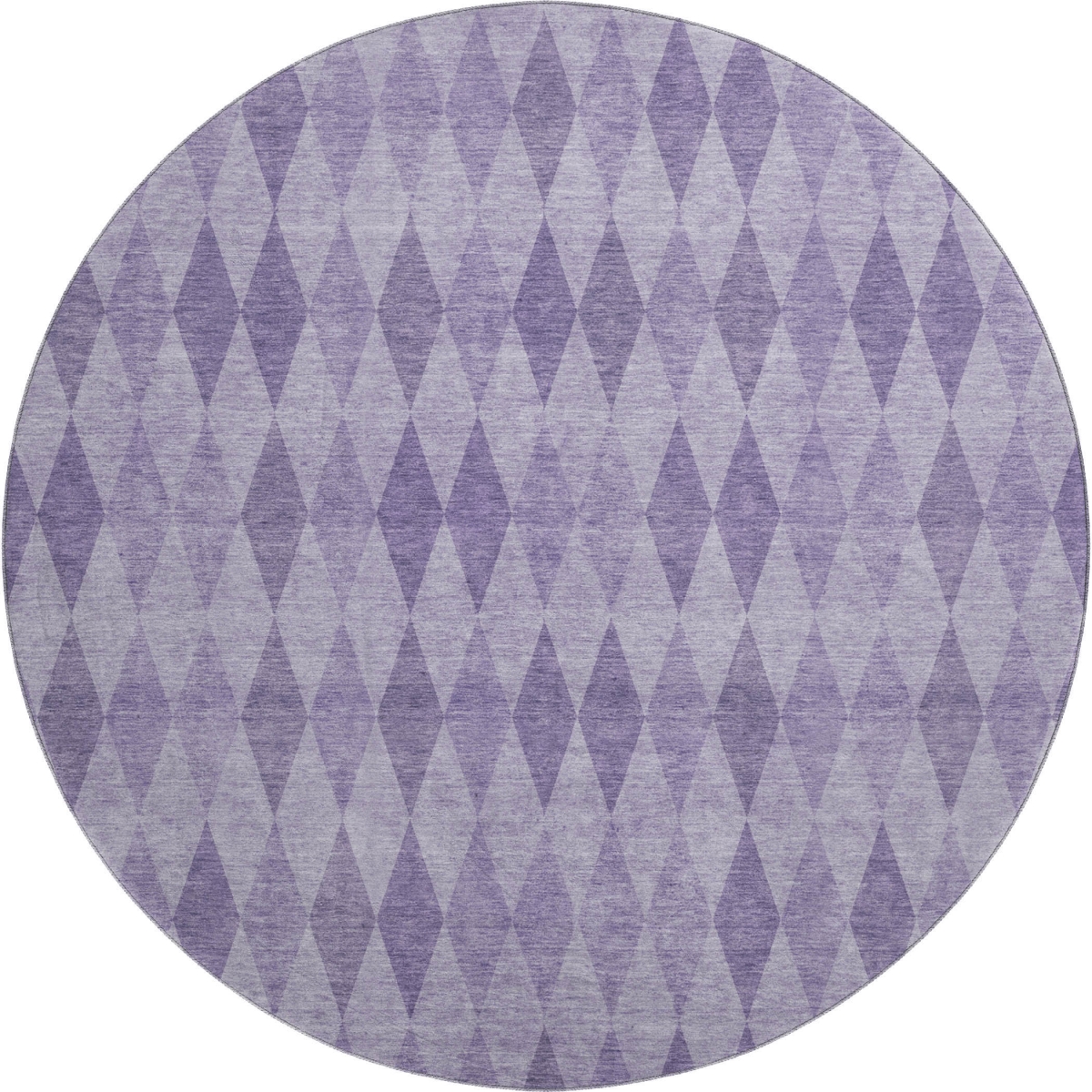 649375 8 ft. Purple & Ivory Geometric Transitional Washable Round Area Rug with UV Protection