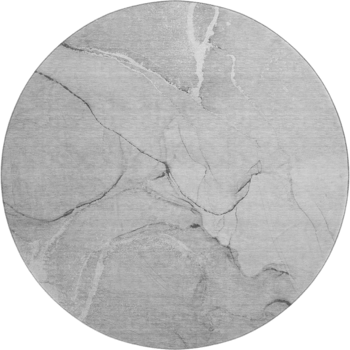 646963 8 ft. Gray & Ivory Abstract Transitional Washable Round Area Rug with UV Protection