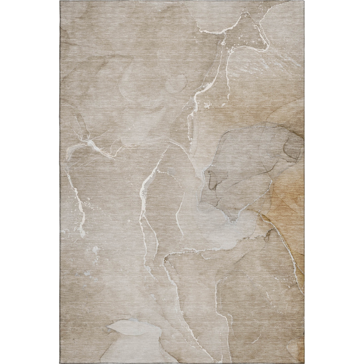 646973 3 x 5 ft. Beige & Ivory Abstract Transitional Washable Machine Made Rectangle Area Rug with UV Protection