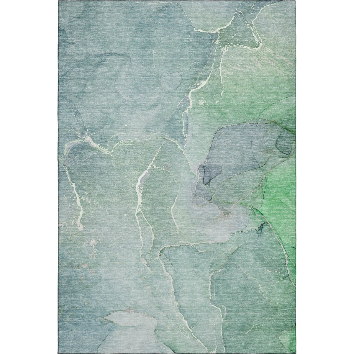 646991 3 x 5 ft. Teal & Ivory Abstract Transitional Washable Machine Made Rectangle Area Rug with UV Protection