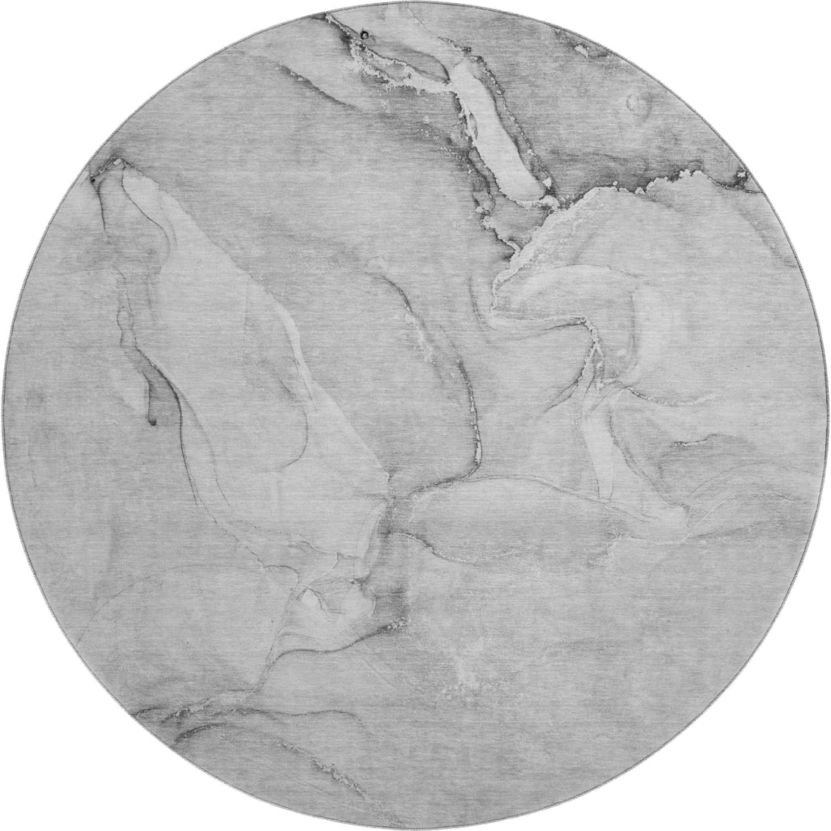 647167 8 ft. Gray & Ivory Abstract Transitional Washable Round Area Rug with UV Protection
