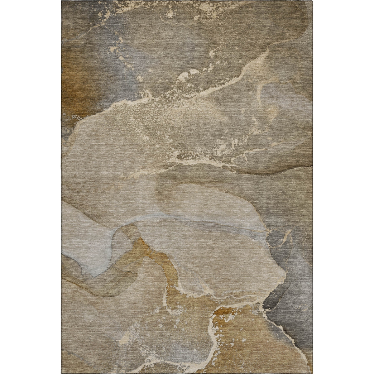 647195 3 x 5 ft. Brown, Gray & Ivory Abstract Transitional Washable Machine Made Rectangle Area Rug with UV Protection