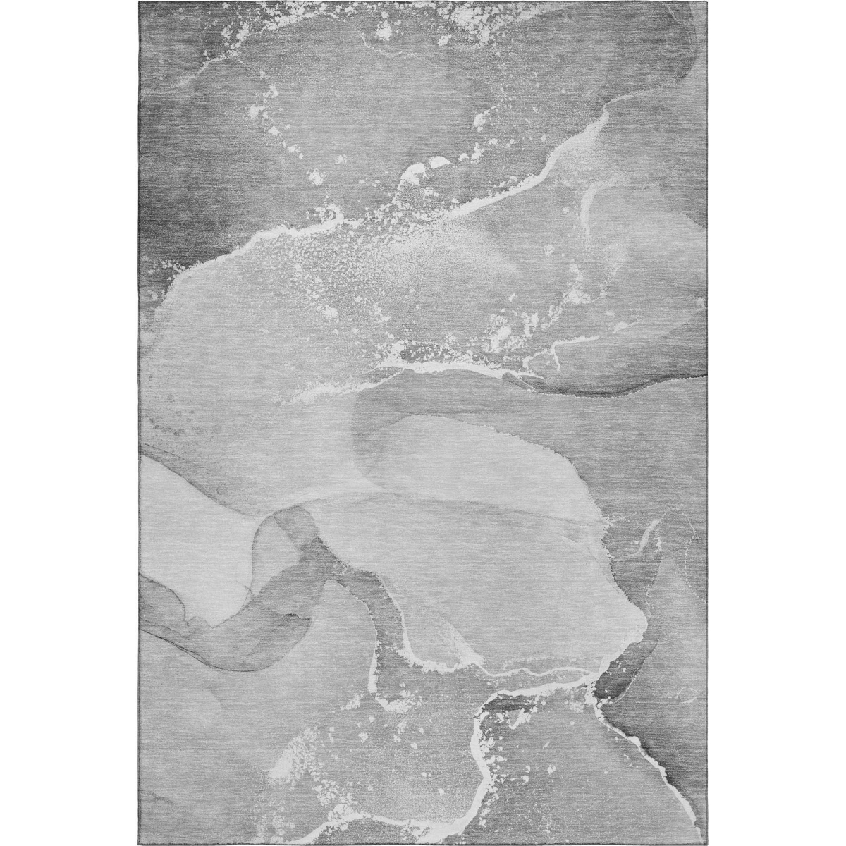 647201 3 x 5 ft. Gray & Ivory Abstract Transitional Washable Machine Made Rectangle Area Rug with UV Protection