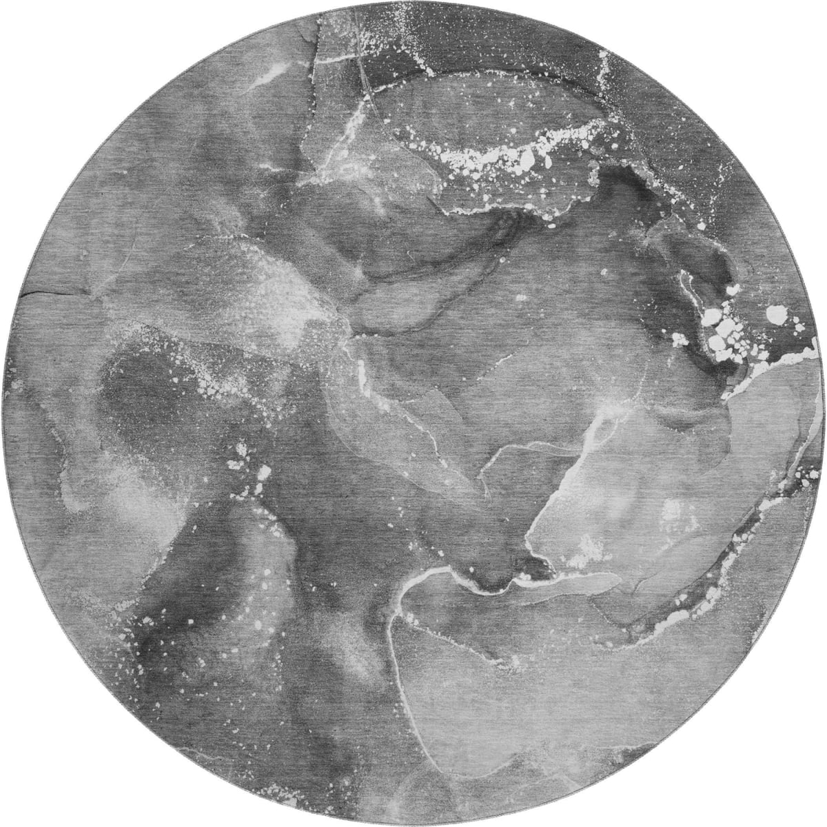 647227 8 ft. Gray & Ivory Abstract Transitional Washable Round Area Rug with UV Protection