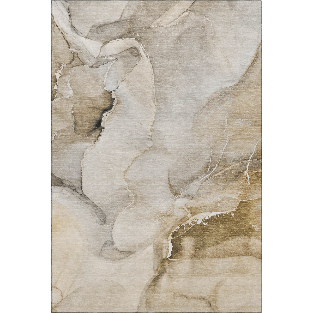 647322 5 x 8 ft. Beige & Ivory Abstract Transitional Washable Machine Made Rectangle Area Rug with UV Protection