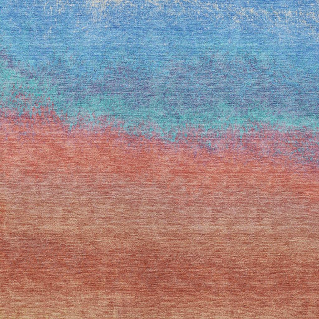 629014 9 x 12 ft. Coral & Blue Ombre Washable Transitional Indoor & Outdoor Rectangle Area Rug