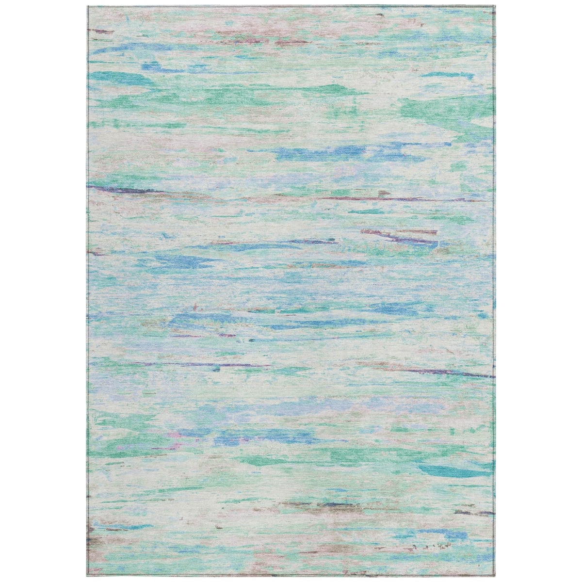 628221 8 x 10 ft. Teal, Blue & Ivory Abstract Washable Transitional Indoor & Outdoor Rectangle Area Rug
