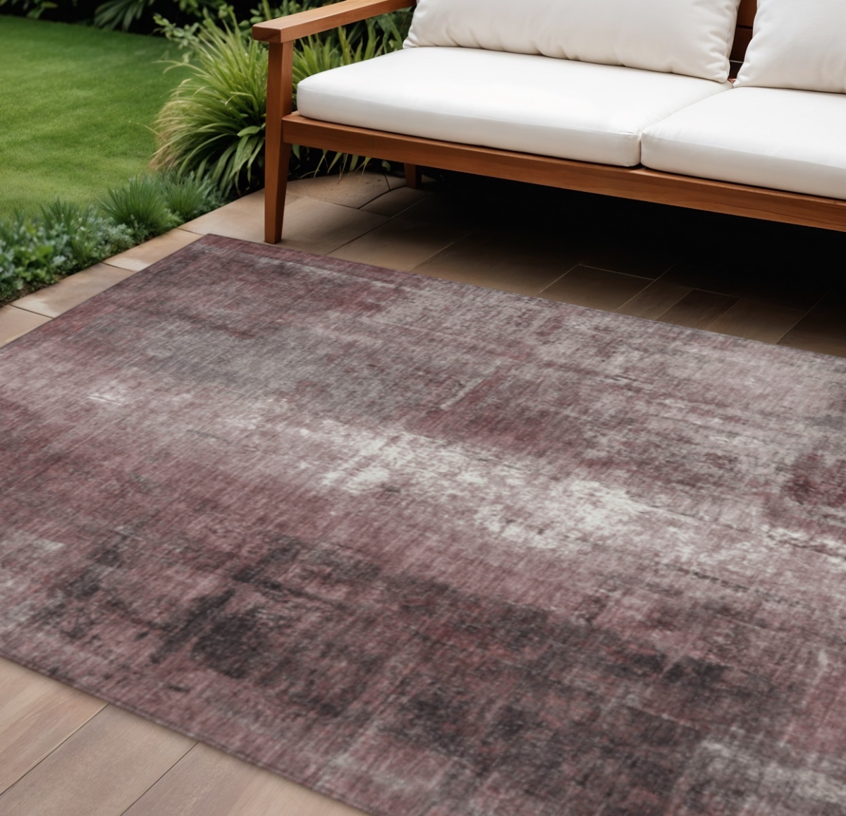 627974 8 x 10 ft. Blush & Ivory Abstract Washable Transitional Indoor & Outdoor Rectangle Area Rug