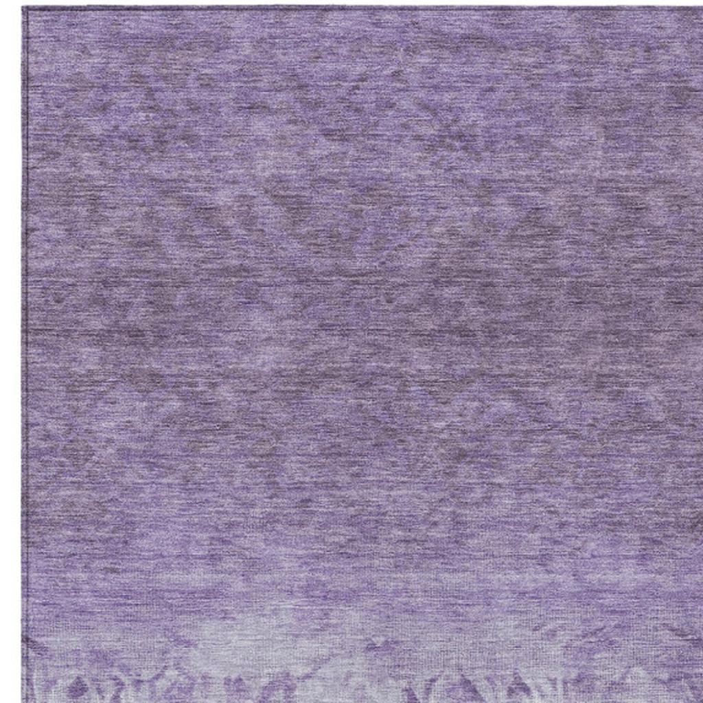 627264 9 x 12 ft. Purple & Ivory Damask Washable Transitional Indoor & Outdoor Rectangle Area Rug