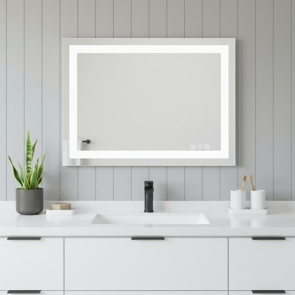 636267 20 in. Clear Lighted Frameless Bathroom Vanity Mirror