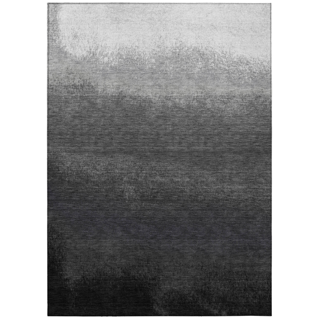 629022 3 x 5 ft. Gray & Silver Ombre Washable Transitional Indoor & Outdoor Rectangle Area Rug